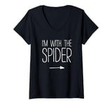 Womens I'm With The Spider Shirt Adult Kids Men Women Costume V-Neck T-Shirt