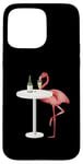 Coque pour iPhone 15 Pro Max Flamant rose dégustation de vin sur le thème flamant rose