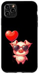 Coque pour iPhone 11 Pro Max Saint Valentin Amour Porcinet Cœur Amoureux Ballon Lunettes de soleil