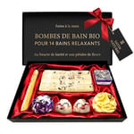 Coffret Cadeau Femme Cadeau Noel Femme - 14 Bains Relaxants, 7x Bombe de Bain Bio aux Huile Essentielle - Idee Cadeau Femme - Cadeau Noel Maman Boite Cadeau Cadeau Noël Femme - Satin Naturel