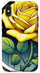 Coque pour iPhone X/XS Rose jaune Illustration Roses jardinage art rosiers jardiniers