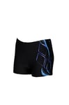 Arena Boys Boy's Swim Logo Shorts, Black-turquoise-neon Blue, 6-7 Years EU