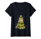 Womens Cat Maine Coon Christmas Tree Holiday Cat Lovers Xmas V-Neck T-Shirt