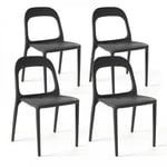 Lot de 4 chaises en plastique noir  Oviala