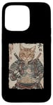 Coque pour iPhone 15 Pro Max Samurai Cat Loves Ramen Anime Drôle Anime Art Japonais Samouraï