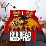 ZKDT - Red Dead Redemption Duvet Cover, Microfibre, Soft and Comfortable 3-Piece Invisible Zip Bed Linen Set (Style 2, King, 220 x 240 cm)