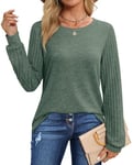 Aokosor Jumpers for Women Crewneck Long Sleeve Tops Oversized Ladies Soft Maternity Clothes Green Size 18-20