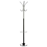 Coat Stand With Umbrella Holder Floor Standing Tower Black/Chrome