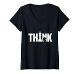 Womens Think On Board Game Chess Lover Chess Player V-Neck T-Shirt