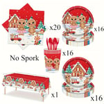 Pepparkakors Julpartypaket - 69-dels Set med Papptallrikar, Servetter, Muggar & Duk för 16 Gäster - Perfekta Festtillbehör för Julen (YJD) gingerbread man paper plate 69pcs