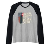 Made In America With Cuban Parts With USA Flag Cuba Flag Raglan Baseball Tee