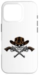 Coque pour iPhone 16 Pro Chapeau de cowboy pistolets crâne pirate croix os