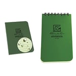 Rite in the Rain Waterproof Field Flex Memo Notepad Green Perfect Bound Green Paper 112 pages 56 Sheets & Waterproof Paper Universal Pocket Top Wire Bound Spiral Notebook Green 100 Pages 50 Sheets