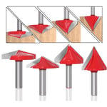 CHOYCLIT 9Pcs Fraise à rainurer droit en V, 60° 90° 120° 150°, queue de 8mm, Fraise à bois 3D en V Fraise à graver CNC