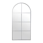 DRW Miroir de fenêtre Murale en métal et arrière en Bois MDF argenté 80 x 3 x 160 cm, INT. 77 x 157 cm