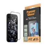 iPhone 16 PanzerGlass Ultra Wide Fit Skärmskydd m. EasyAligner - Aluminum Frame - Diamond Strength - Genomskinlig / Svart Kant