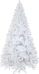 TRA-Sapin de Noël artificiel avec 1600 pointes et support en métal Blanc 2,1 m