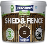 Johnstone's Woodcare Paint One Coat Shed & Fence Dark Oak 9L UV Protection