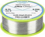 Felder Löttechnik ISO-Core Ultra Clear SAC305 Étain à souder bobine Sn96,5Ag3Cu0,5 0.250 kg 0.75 mm