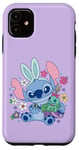 Coque pour iPhone 11 Disney Lilo & Stitch Cute Easter Bunny Stitch and Scrump