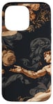 Coque pour iPhone 14 Pro Max Noir Art Déco Floral Michel-Ange Création Of Adam Sixtine