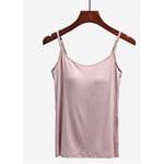 Women Tank-Top Built-in Bra Padded Push-Up Stretchable Modal Tops Camisoles Tube Vest Sleeveless Casual