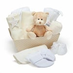 Unisex Baby Hamper Gift - with Fleece Wrap, Hooded Towel, Baby Clothes, 2 Muslin