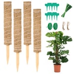 Vicloon Tuteur Plante, 4pcs Tuteur Coco, 40cm Grimpante Pliable pour Plante Monstera Extension et Support pour Maison Jardin de Support de Plante