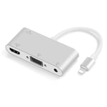 Lightning til HDMI/VGA adapter kabel - Sølv - 10 cm