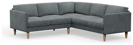 Hutch Plus Velvet Curve Arm 5 Seater Corner Sofa- Slate Grey