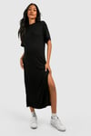 Womens Maternity T-Shirt Midaxi Dress - Black - 16, Black