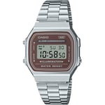 CASIO VINTAGE CASIO Montre numérique Unisexe à Quartz avec Bracelet en Acier Inoxydable A168WA-5AYES, Argent