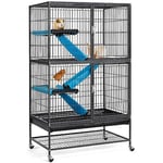 Yaheetech Grande Cage Rongeur 4 Niveaux Cage Hamster Cage Cochon d'Inde Cage pour Furets/écureuils/Chinchillas/Rat Domestique sur roulettes Noir 78x51x137cm