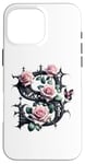 Coque pour iPhone 16 Pro Max Letter S Initial Floral Monogram Rose Pink Flower Butterfly