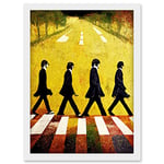 Doppelganger33 LTD Abbey Road Abstract Stylised Beatles Boho Landscape Red And Ochre Artwork Framed A3 Wall Art Print