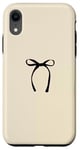 Coque pour iPhone XR Nœud en ruban noir esthétique Coquette sur beige clair doux fille