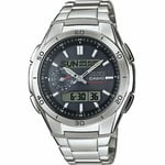 Miesten rannekellot Casio WAVE CEPTOR Multibadn 6 Tough Solar Musta Harmaa Hopeinen (Ø 43,5 mm)