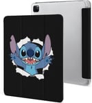 Étui Pour Ipad Pro 2021 Stitch Cute 12,9 Pouces, Type Ordinateur Portable, Support À Trois Volets Avec Porte-Stylo, Veille/Réveil Automatique