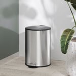 20L Stainless Steel Pedal Bin, Kitchen Rubbish Bin with Soft-close Lid, Silver