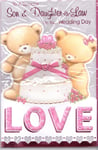 To A Special Son & Daughter-in-Law On Your Wedding Day Card. Teddies With Cake.