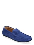 Slhsergio Suede Penny Driving Shoe Loafers Låga Skor Blue Selected Homme