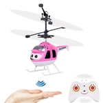 Ritad intelligent sensor flygande leksak fjärrkontroll helikopter leksak med LED-ljus rosa Pink