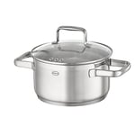 RÖSLE Faitout CHARM - Récipient de Cuisson Universel en Inox 18/10 avec Couvercle en Verre et Graduation Intérieure - Compatible Induction, Passe au Lave-Vaisselle, 20 cm