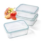 GOURMETmaxx Klick-It Lot de 3 boîtes de conservation en verre de 1,6 l | Convient comme boîte à sandwich ou pour Meal Prep | Passe au lave-vaisselle, au micro-ondes et au congélateur | Couvercle de