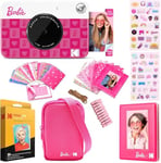 Kodak x Barbie Printomatic Full-Color Instant Print Digital Camera Barbie Gift Bundle (Iconic Style)+ Barbie Camera Case, Photo Album, Sticker & Hanging Frames, 50 Stickers + Zink Paper (20 Sheets)