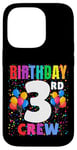 Coque pour iPhone 14 Pro Ballons pour garçon et fille avec inscription It's My 3rd Birthday Crew de 3 ans