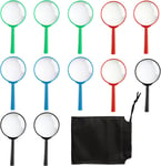 Jeu De 12 PièCes Loupe Enfant, Loupe Grossissante Magnification 3X, Loupe De Lecture pour Explorer Et Apprendre, 6 X 13 Cm, 4 Couleurs (Noir, Rouge, Vert, Bleu).[S1504]