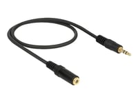 Delock - Lydforlengelseskabel - Mini-Phone Stereo 3.5 Mm Hunn Til Mini-Phone Stereo 3.5 Mm Hann - 50 Cm - Svart