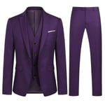 Herrkostym Business Casual 3-delar Kostym Blazer Byxor Väst 9 Färger Z Purple M