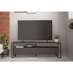 Meuble tv gris anthracite 150x42x45 cm avec deux portes et abattant - Leon